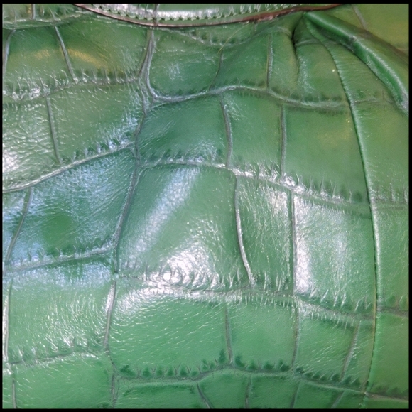 Genuine Coach Ashley Croc Embossed Forest Green Leather Carry-All Tote F20345 - Picture 8 of 9